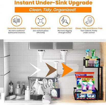 Under Sink Organizer, 2-Tier Pull-Out Cabinet Organizer – Adjustable Height - Image 5
