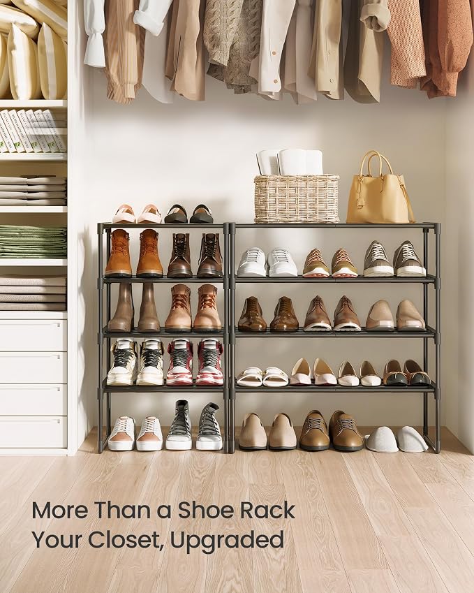 SONGMICS Shoe Rack, 4-Tier Shoe Organizer, Metal Storage Shelf, Upright or - Image 9