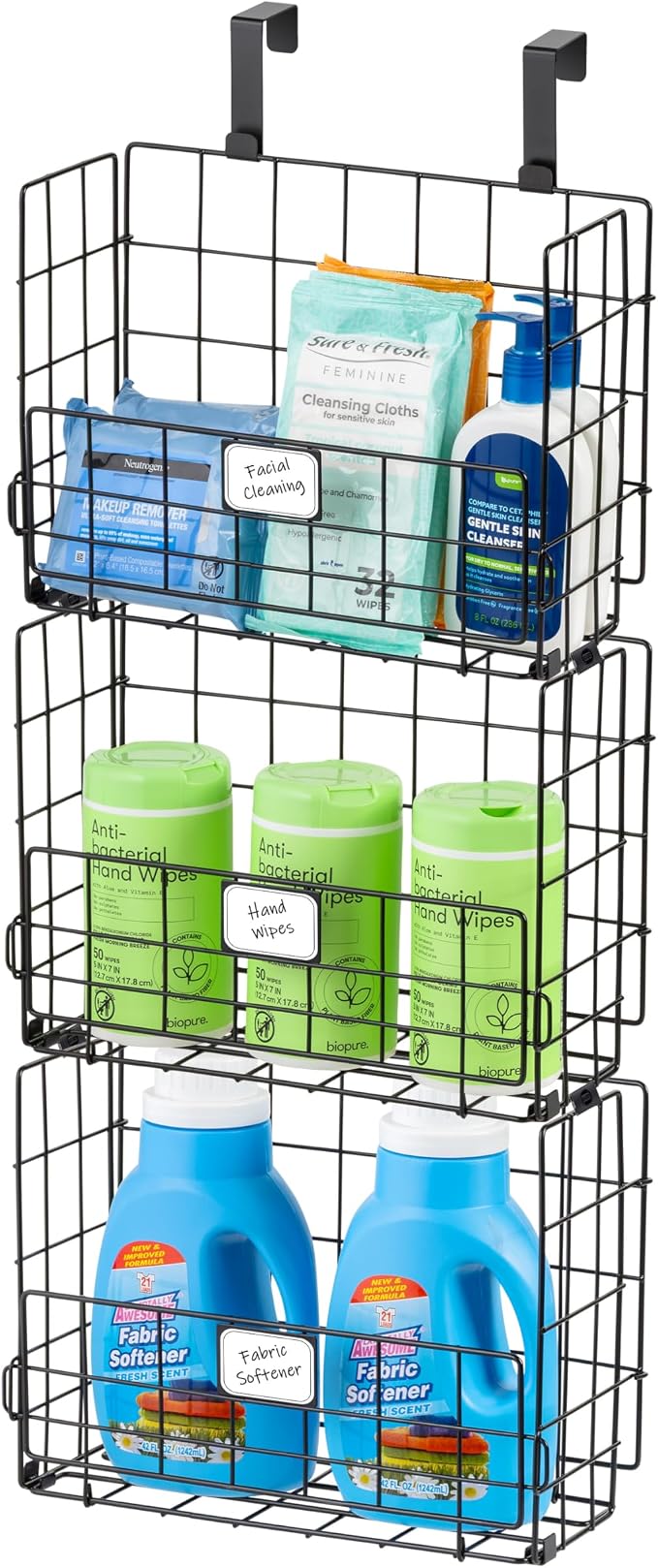 IRIS USA Over The Door Organizer, 3 Pack, Hanging or Wall Mounted Metal Wire by IRISUSA