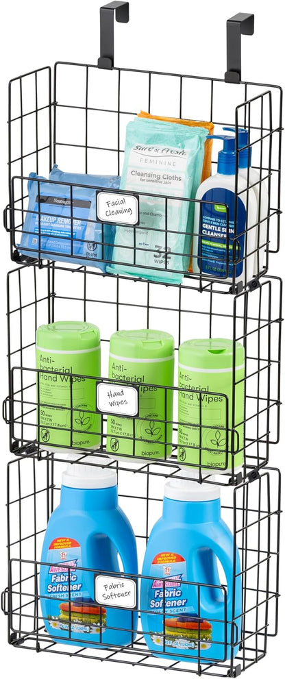 IRIS USA Over The Door Organizer, 3 Pack, Hanging or Wall Mounted Metal Wire by IRISUSA