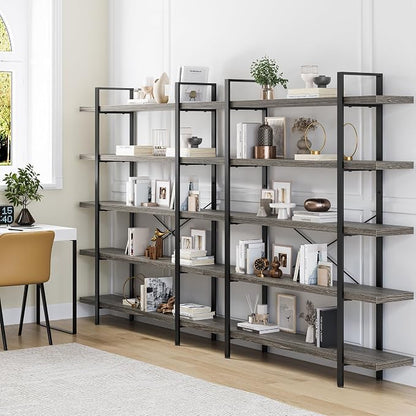 Bookshelf Set, Heavy Duty 5-Tier Industrial Bookcase, 120lbs Shelf Capacity - Image 8