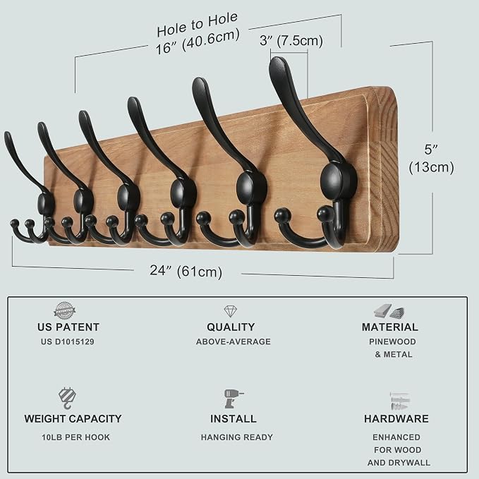 Dseap Coat Rack Wall Mounted - Image 4