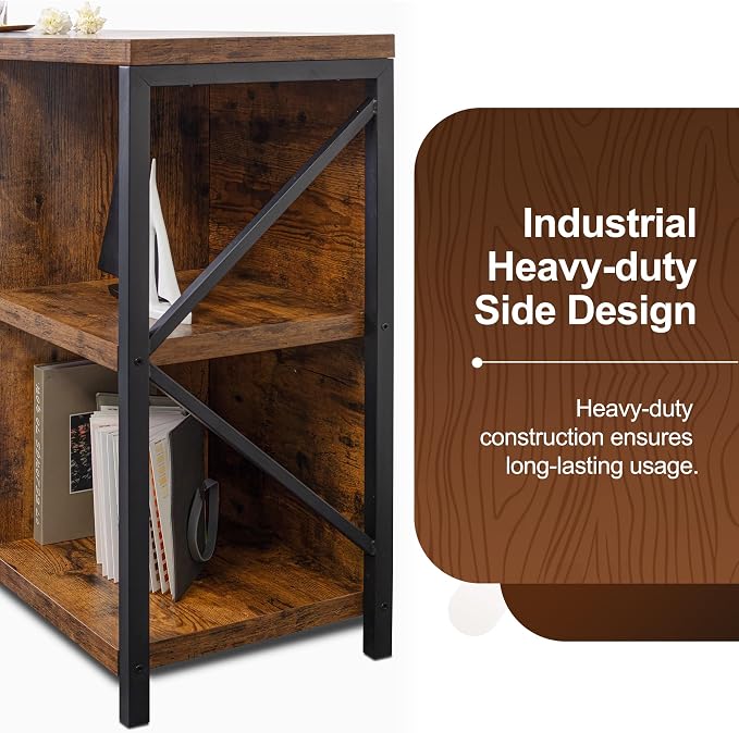 6 Cube Storage Organizer Bookshelf, Industrial Horizontal Bookcase, Accent - Image 5