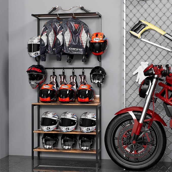 Motorcycle Helmet Holder Floor Mounted Stand, Wall Mount - Image 7