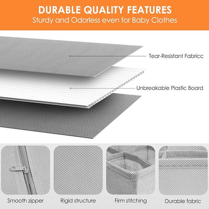 Criusia 12 Pack Sock Underwear Drawer Organizer Dividers, 116 Cells Fabric - Image 4