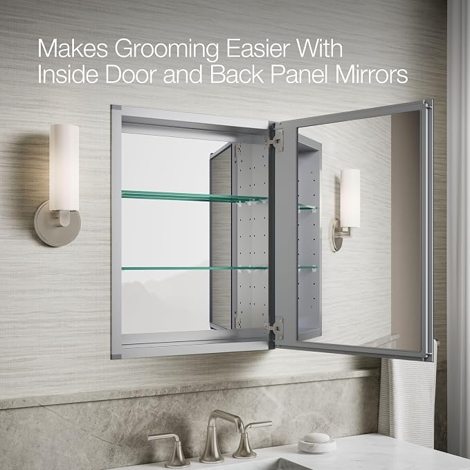 Kohler Frameless Bathroom Mirror Medicine Cabinet, 20 in x 26 in - Image 8
