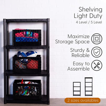4-Shelf Plastic Storage Shelving Unit, Freestanding Organizer Utility Rack - Image 5