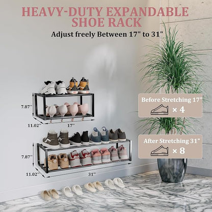 4 Pack Expandable Wall Mounted Shoe Rack, Heavy Duty Metal Shoe Holder - Image 3