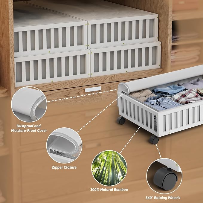 Bamboo Under Bed Storage Containers - Image 2