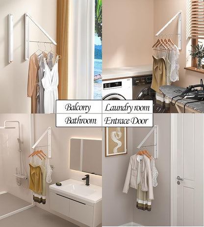 Dr.DJ Clothes Drying Rack, Wall-Mounted Retractable & Foldable Clothes Hanger - Image 3