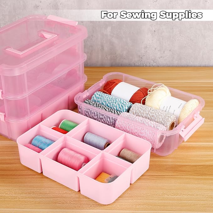 CraftGenes Art Supply Storage Organizer, 4-Tier 10 Qt Box, 2 Trays, Accessories - Image 8