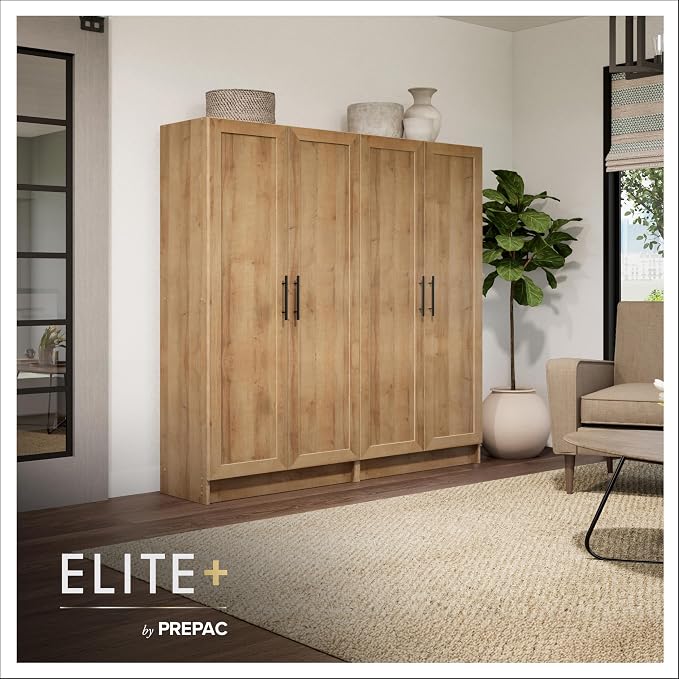 Prepac Natural Oak Elite 65" Tall Accent Kitchen Pantry Cabinet, Craft or - Image 9