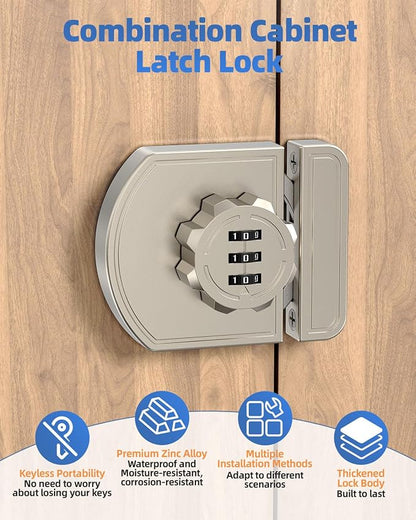 180 Degree Combination Cabinet Lock, Keyless 3 Digit Password Lock, Anti Pry - Image 3