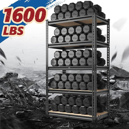 REIBII Storage Shelves 1600LBS Garage Shelving Heavy Duty Metal Shelving 5 Tier - Image 5