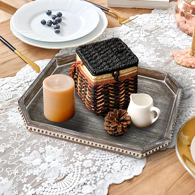 Wooden Decorative Tray, Rustic Serving Tray - Image 3