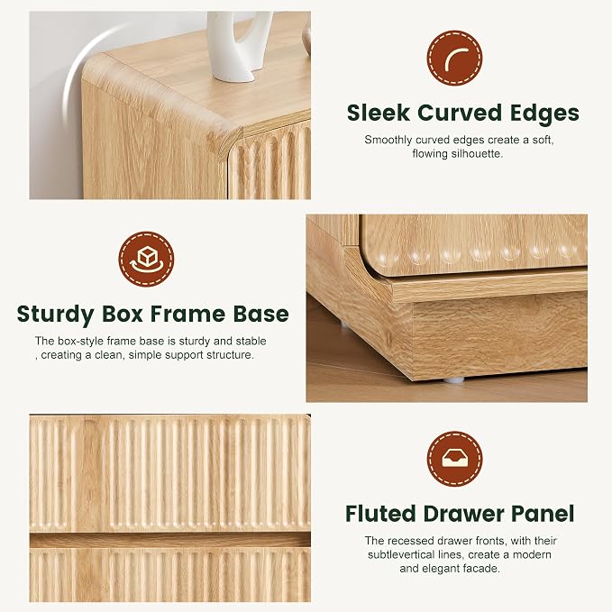 Turtle&Myrtle Fluted 3 Drawer Dressers - Image 7