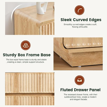 Turtle&Myrtle Fluted 3 Drawer Dressers - Image 7