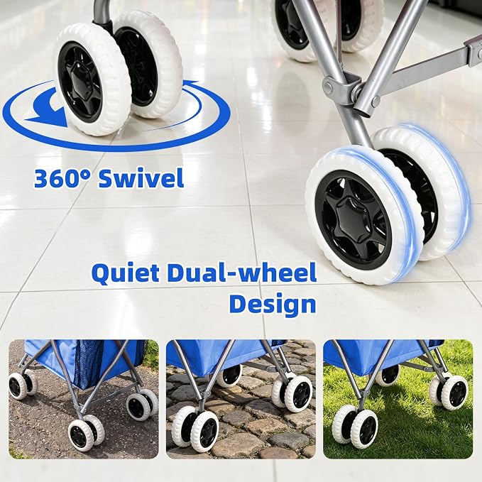 Shopping Carts for Groceries Foldable Rolling Trolley - Image 3