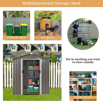 Vongrasig 6x4 FT Outdoor Storage Shed, Metal Graden Shed - Image 5