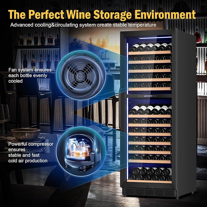 Wine Fridge Dual Zone, Freestanding Wine Cooler Refrigerator 180 Bottles Large - Image 5