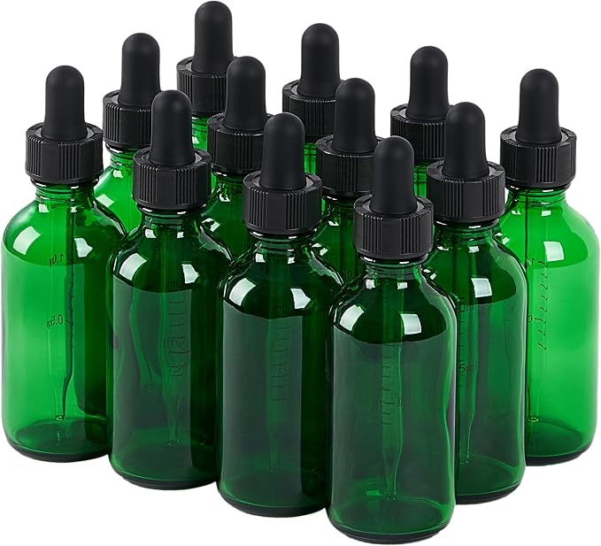 12 Pcs, 2oz Glass Dropper Bottle, Leakproof Tincture Bottles by SprayDroplet