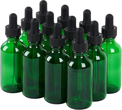 12 Pcs, 2oz Glass Dropper Bottle, Leakproof Tincture Bottles by SprayDroplet