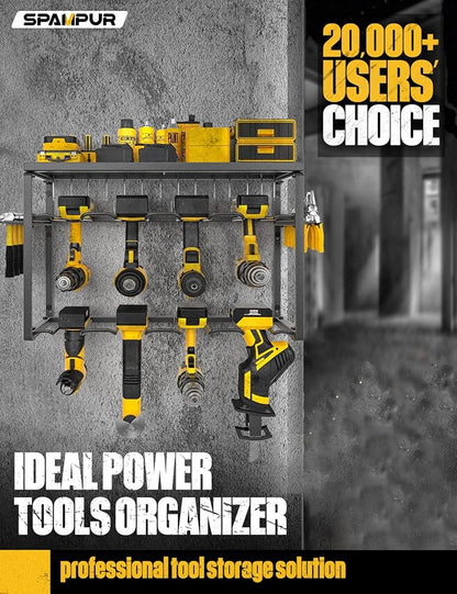 Spampur Power Tool Organizer, 8 Drill Holders Wall Mount, 3 Layer Heavy Duty - Image 4