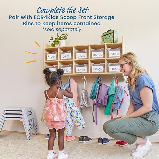 ECR4Kids 10-Section Wall-Mounted Hanging Coat Locker - Image 5