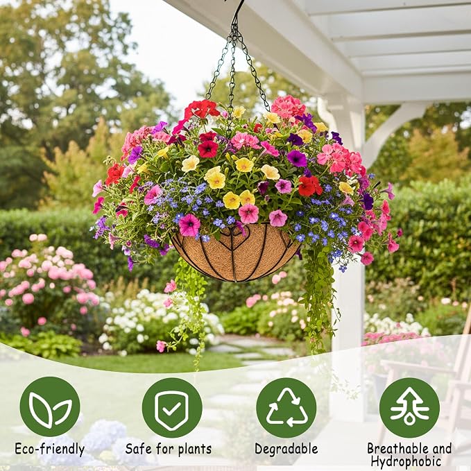 4pcs 16 inch Metal Hanging Baskets Round Wire Plant Stand - Image 3