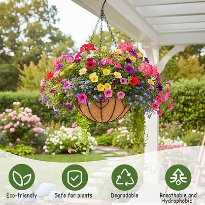 4pcs 16 inch Metal Hanging Baskets Round Wire Plant Stand - Image 3
