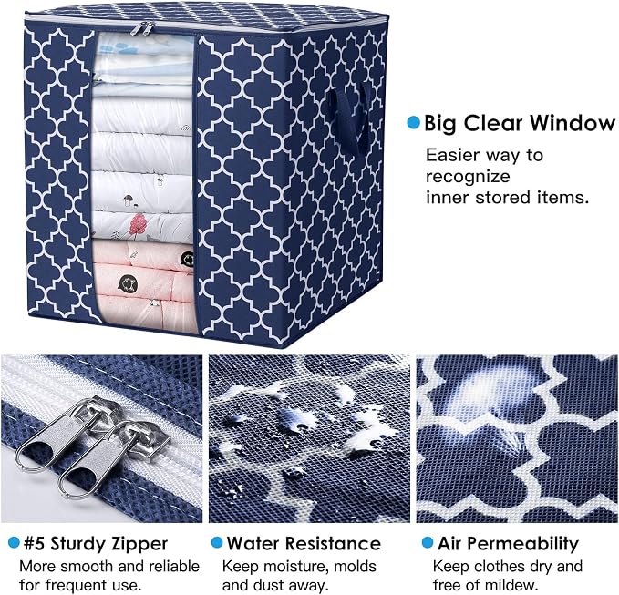 WISELIFE Storage Bags 6 Pack/100L Large Blanket Clothes Organization and - Image 3