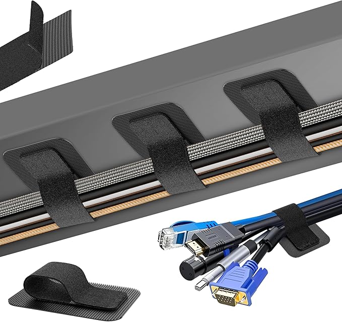 Cable Management Under Desk, Enhanced up to 15 Cord Organizer 20 Pair-Black | by Liveabetterlife