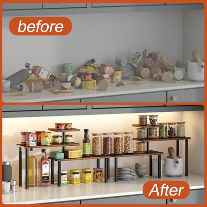 GHWIE Corner Shelf Organizer, 3 Tier Bamboo Kitchen Countertop Rack - Image 6