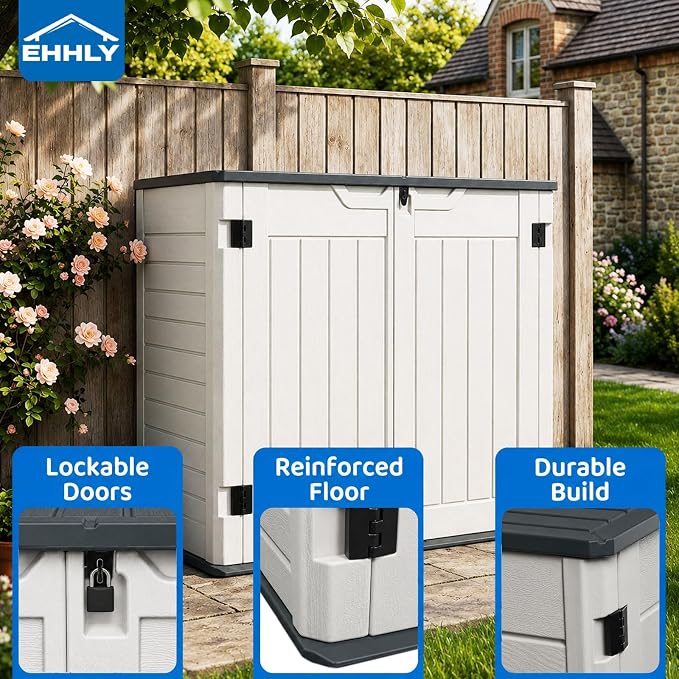 EHHLY Horizontal Resin Storage Shed, 35 Cuft Garden Tool Sheds & Outdoor Storage - Image 4