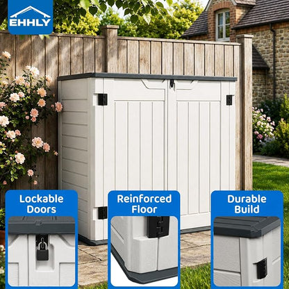 EHHLY Horizontal Resin Storage Shed, 35 Cuft Garden Tool Sheds & Outdoor Storage - Image 4