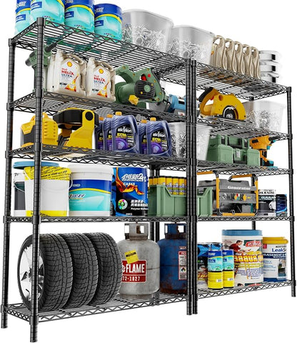 Storage Shelves Heavy Duty, 5-Tier Adjustable Metal Industrial Utility Shelf by ROOMTEC