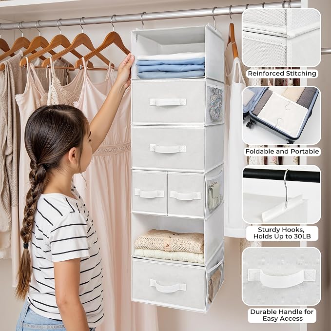 GRANNY SAYS Hanging Closet Organizer and Storage, 6 Shelf Clothes Organization - Image 4