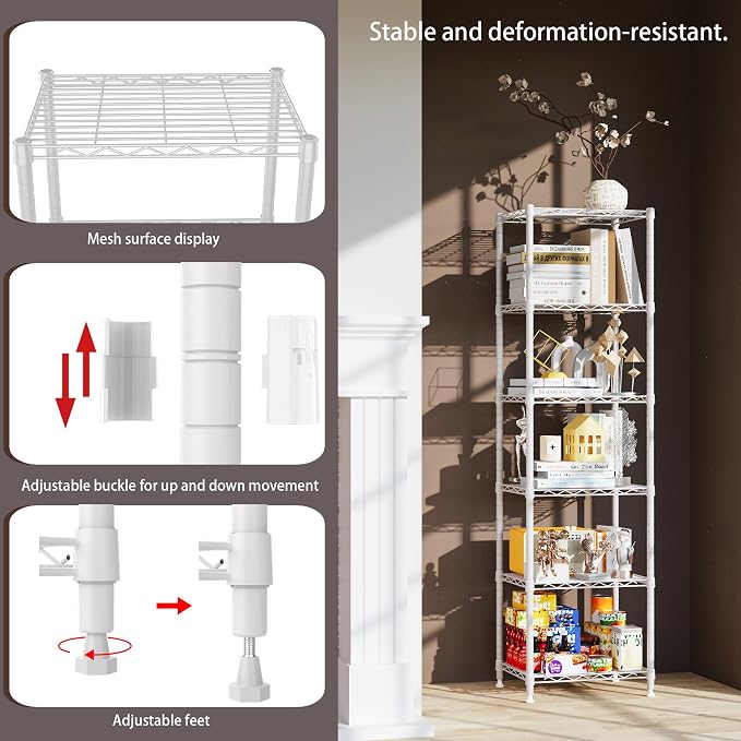 REGILLER 6 Wire Shelving Steel Storage Rack Adjustable Unit Shelves - Image 5
