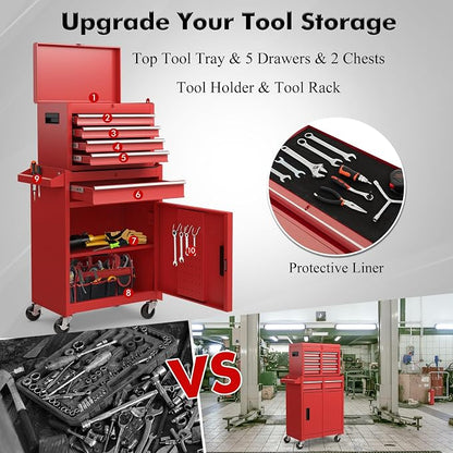 Goplus Rolling Tool Chest, 5-Drawer Tool Box Organizer w/Lockable Wheels & - Image 5