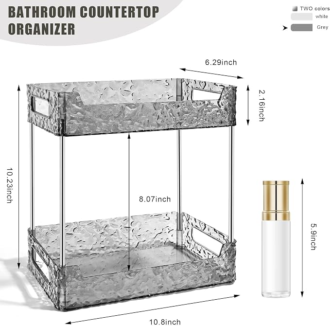 2-Tier Bathroom Counter Organizer Countertop Storage, Dresser Organizer Vanity - Image 2