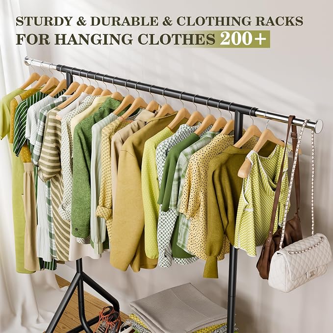Clothes Rack Load 450 LBS, Heavy Duty Garment Rack, Standing Rolling Metal - Image 4