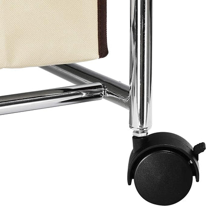 Simple Houseware 2-Bag Heavy Duty Rolling Laundry Sorter Cart, Chrome – 2 - Image 4