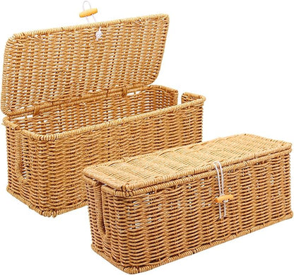 2PCS Cable Management Box, Handmade Rattan Cable Organizer, Open Slots Cords by KANYO-AUTO
