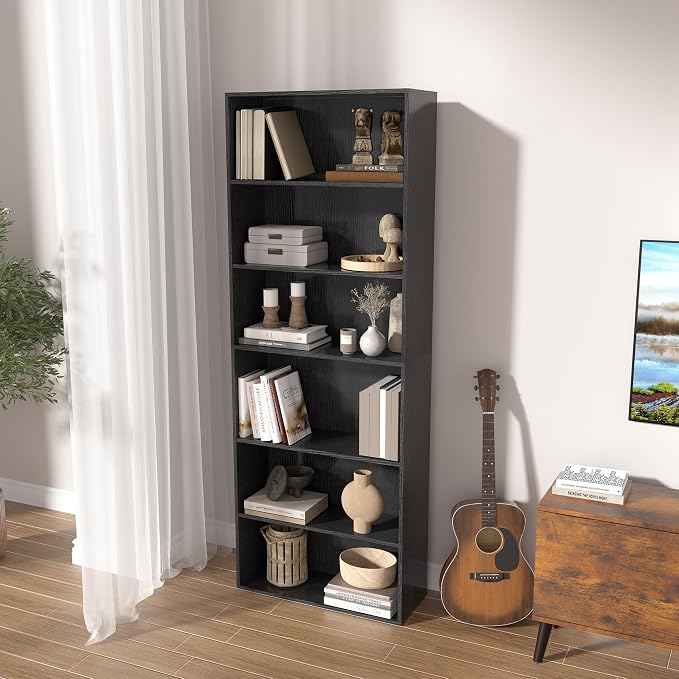 Wooden 6 Tier Book Shelf, 6 Cube Storage Organizer, 6 Tier Low Bookcase Storage - Image 4