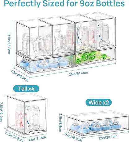 Vtopmart 6 Pack Baby Bottle Organizer Set, Stackable Storage Drawers Ideal - Image 2
