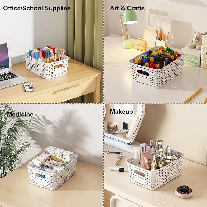 White Plastic Storage Baskets - Image 4