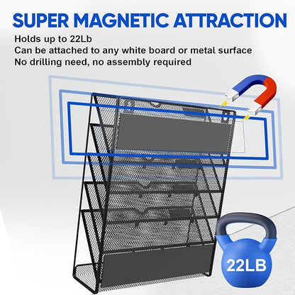 6-Tier Magnetic File Holder, No Drilling Installation File Cabinet Organizer - Image 5