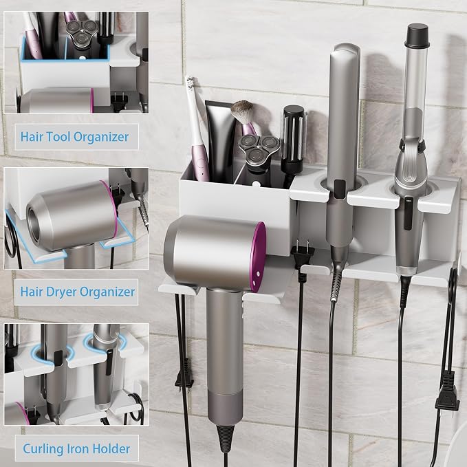Hair Dryer Holder, Hair Tool Organizer Wall Mount, Metal Blow Dryer Holder - Image 6