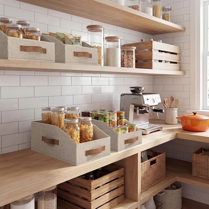 StorageWorks Closet Baskets for Organizing, Trapezoid Storage Bins, Linen - Image 7