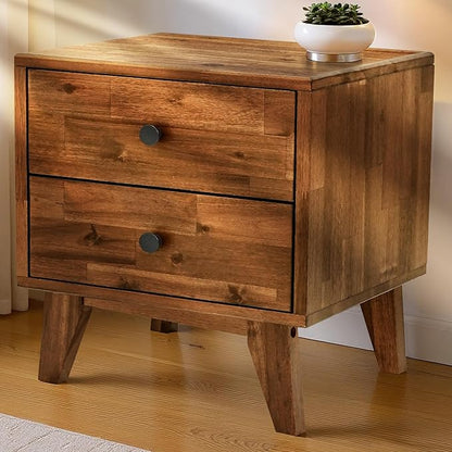 Acacia Silvia Nightstand with 2 Drawers, Solid Wood Bedside Table, Table with by AACACIAFURNITURE